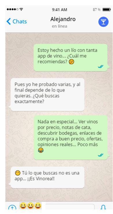 Conversación WhatsApp vino